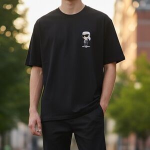 Karl Lagerfeld Black Tee with Iconic Graphic